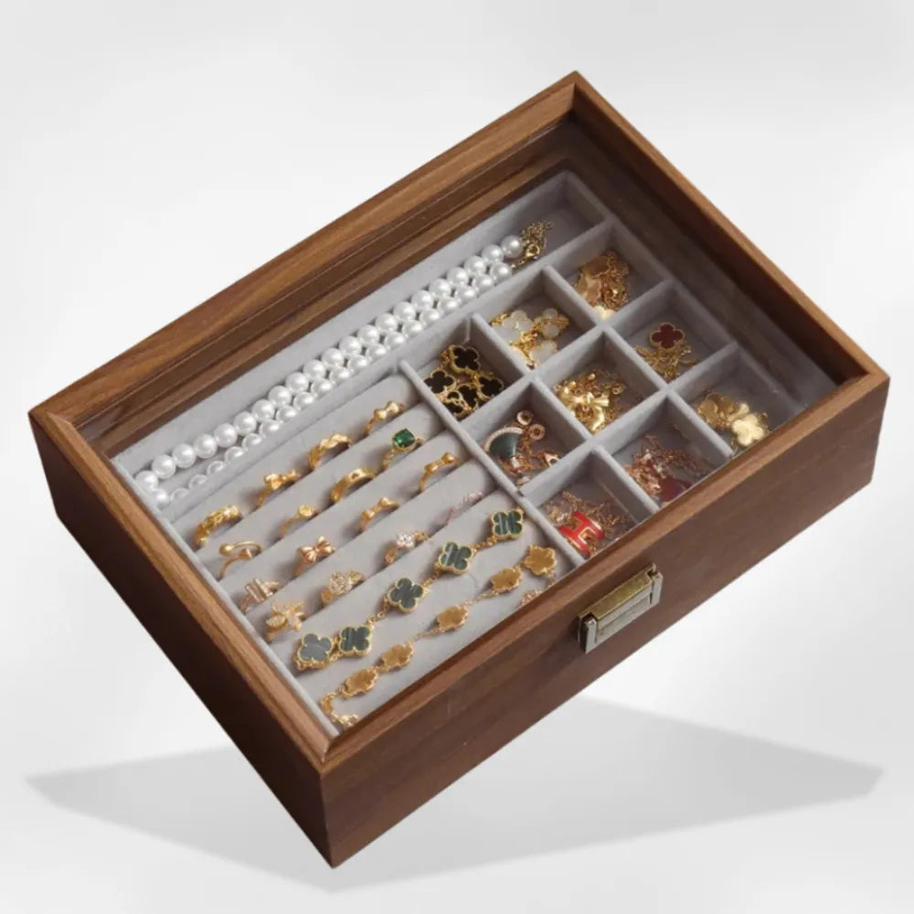 Boîte Bijoux Transparente Bois | RoyalCoffer®