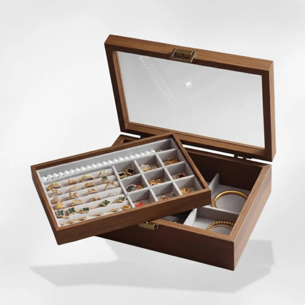 Boîte Bijoux Transparente Bois | RoyalCoffer®4