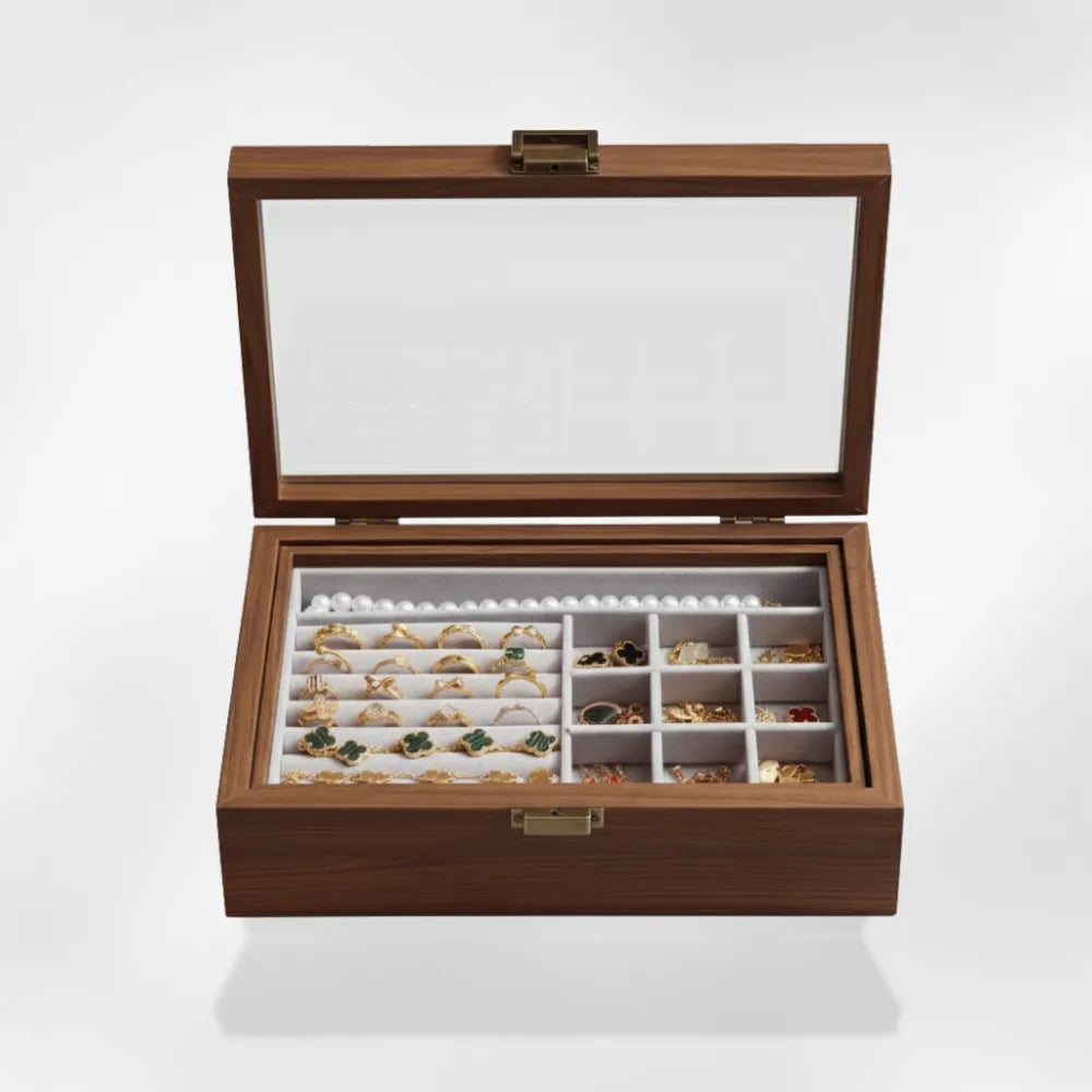 Boîte Bijoux Transparente Bois | RoyalCoffer®454