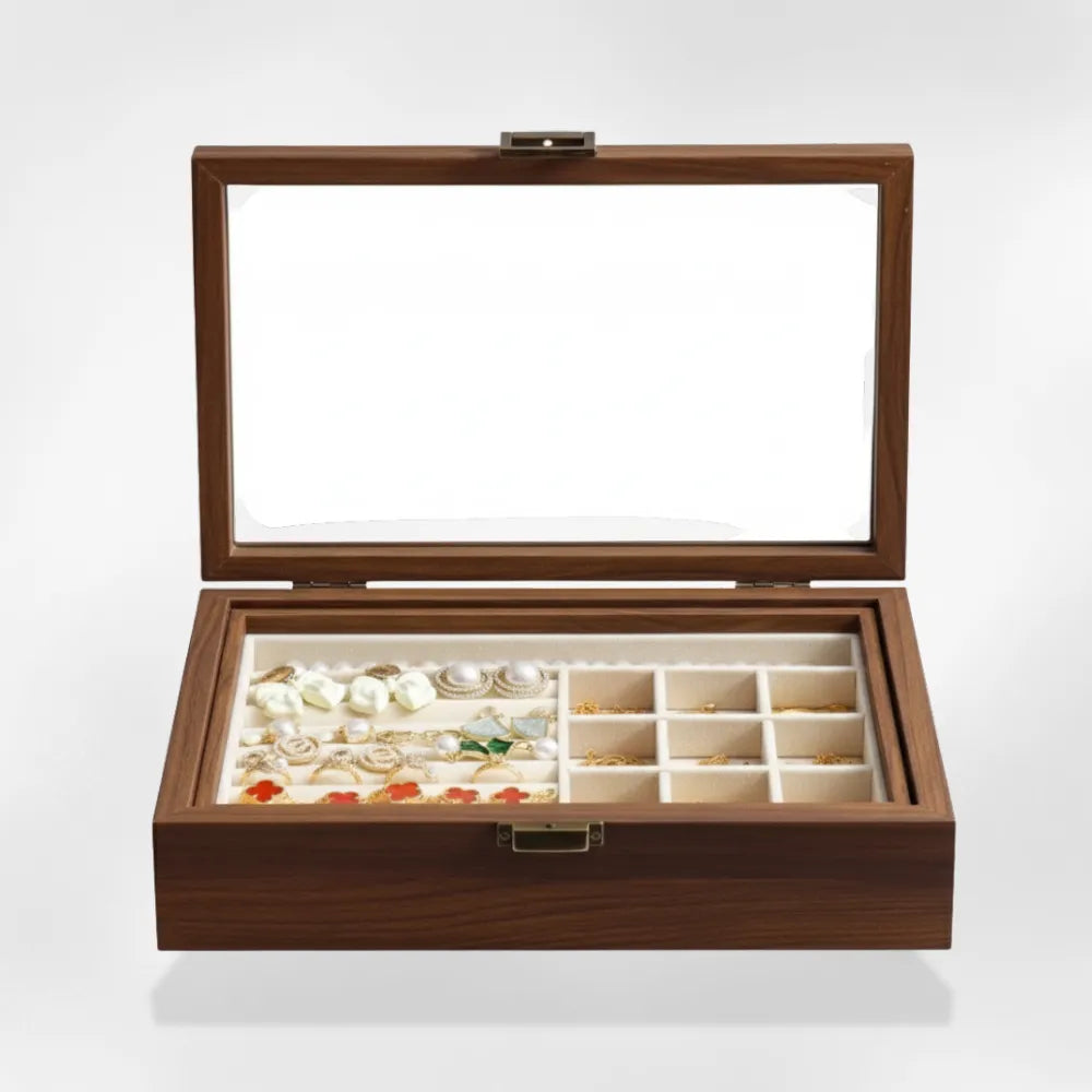 Boîte Bijoux Transparente Bois | RoyalCoffer®4545