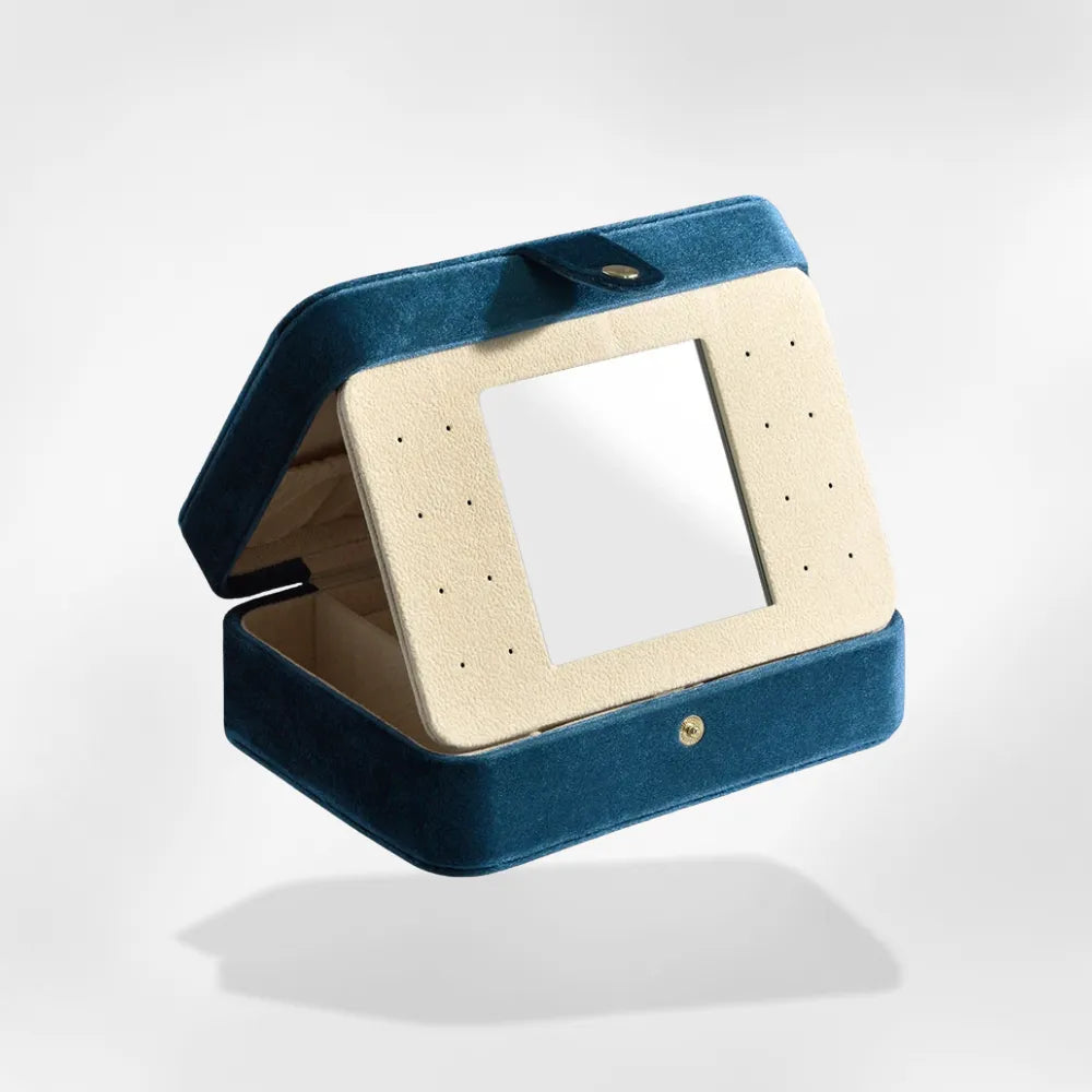 Petite Boîte Transport Bijoux bleu