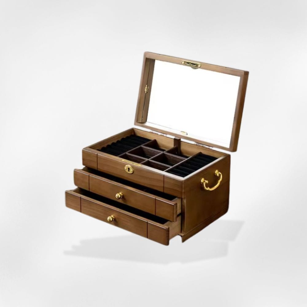 RoyalCoffer 2 tiroirs noirs Boîte à bijoux <br> ancienne