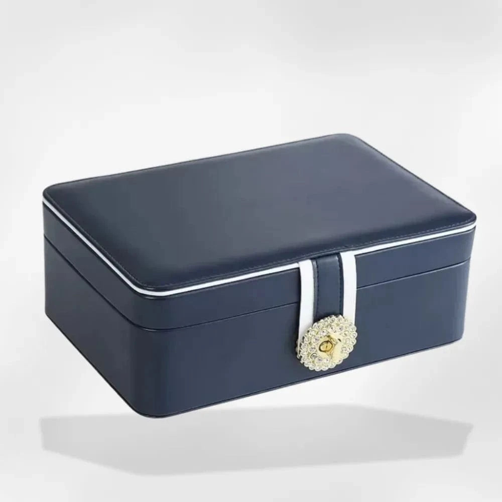 RoyalCoffer® Bleu Boîte à Bijoux Femme Cuir