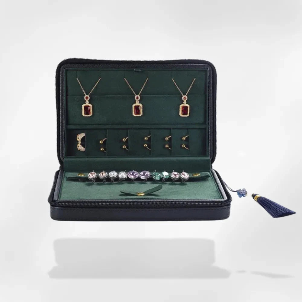 RoyalCoffer® Noir Pochette bijoux cuir