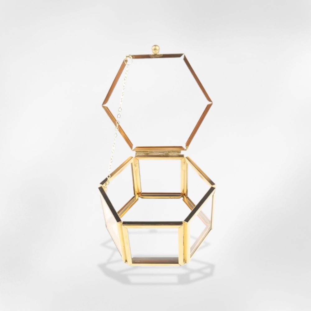 RoyalCoffer Or Grande boîte à bijoux en verre