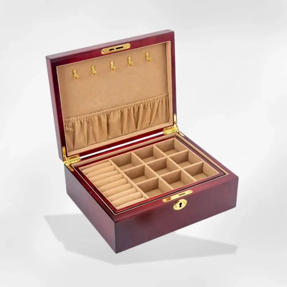 RoyalCoffer® Rouge Boîte à Bijoux en bois Modulable