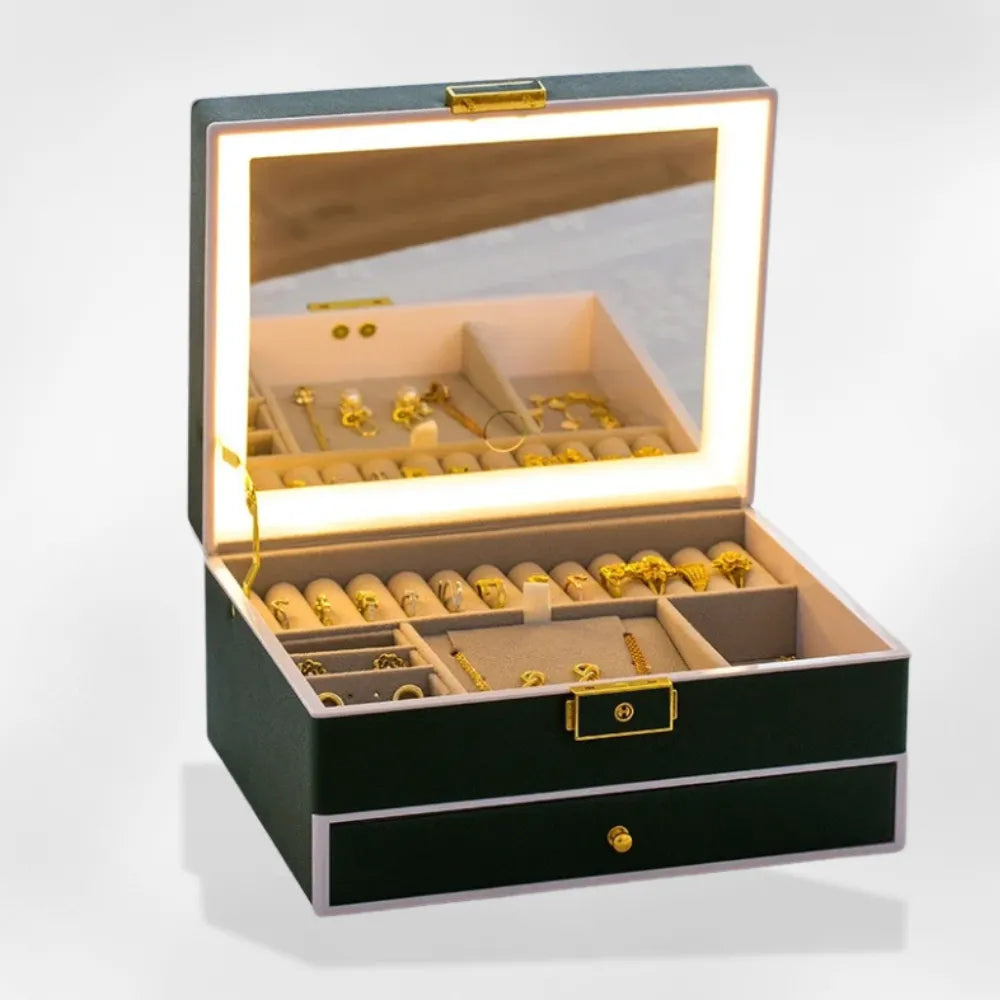 royalcoffer® Boîte à Bijoux avec Lumiere vert 2