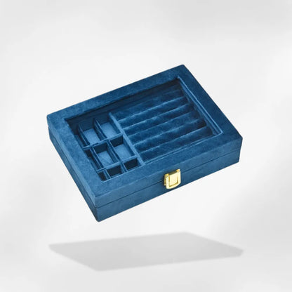 Boîte à bijoux avec couvercle transparent bleu nuit