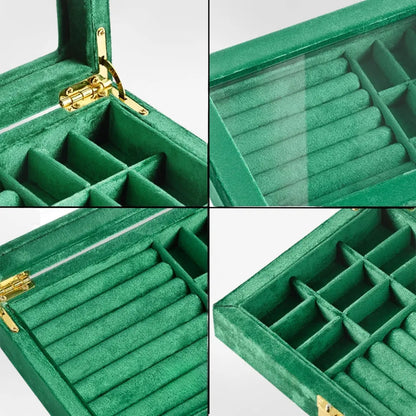 Boîte à bijoux avec couvercle transparent cadre