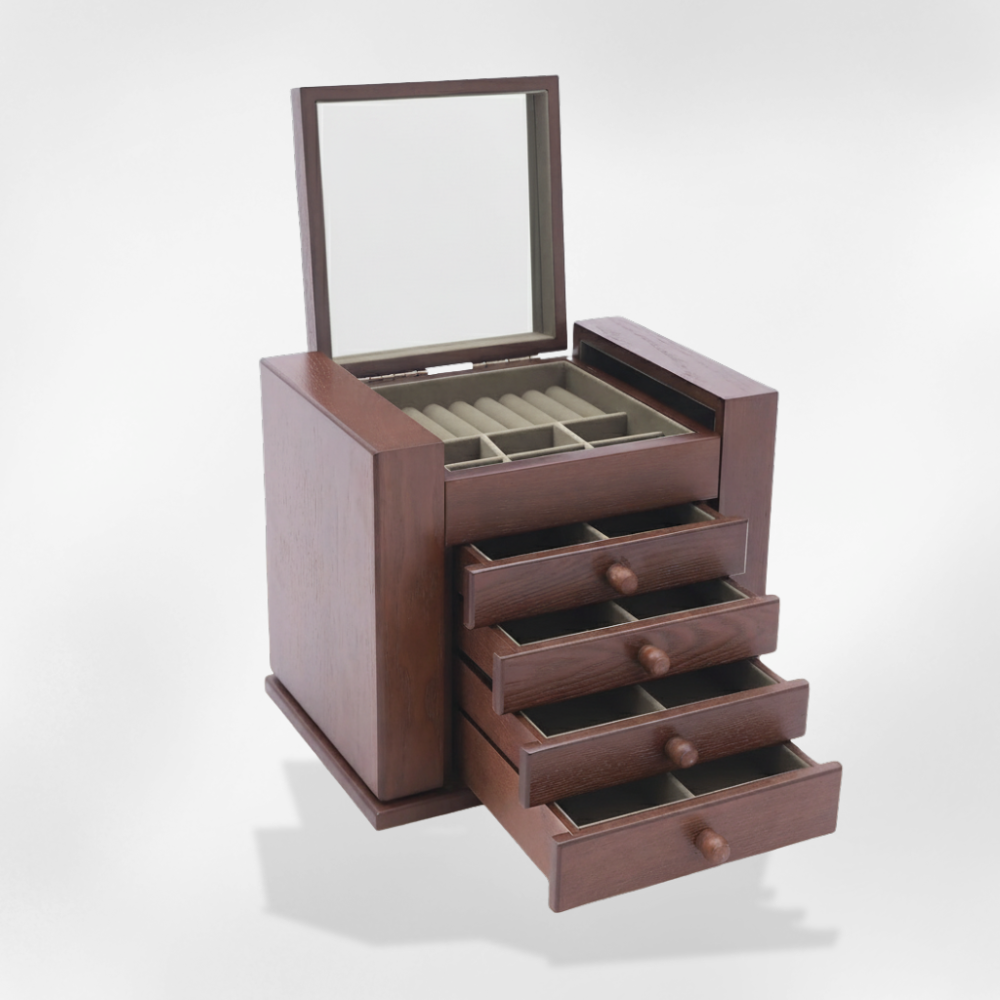 Boîte à Bijoux en Bois Sculpté