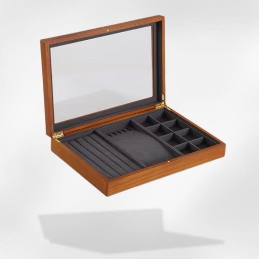 RoyalCoffer Bois et verre Boîte à bijoux <br> RoyalVintage