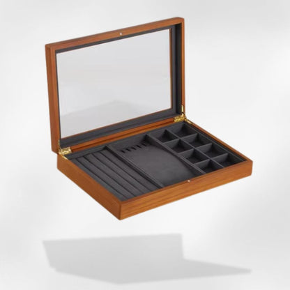 RoyalCoffer Bois et verre Boîte à bijoux <br> RoyalVintage