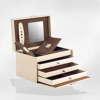 Royalcoffer® Boîte à bijoux cuir beige