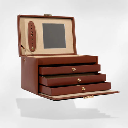 Royalcoffer® Boîte à bijoux cuir marron