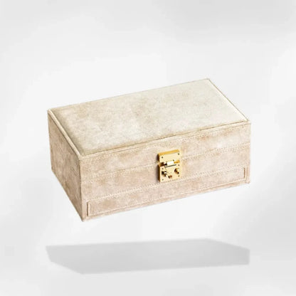RoyalCoffer® Beige Boîte à Bijoux de Voyage avec Miroir