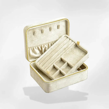 RoyalCoffer® Beige Boîte à bijoux velours rose