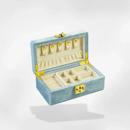 RoyalCoffer® Bleu Boîte à bijoux velours côtelé