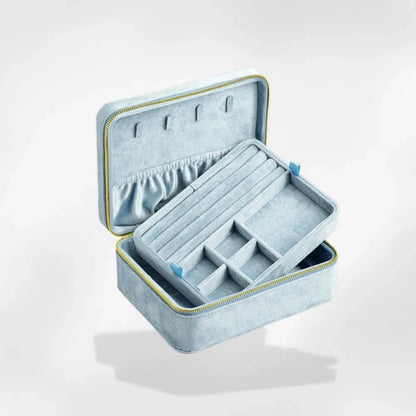 RoyalCoffer® Bleu Boîte à bijoux velours rose