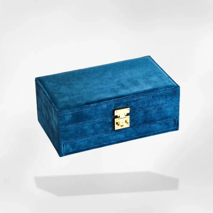 RoyalCoffer® Bleu Marine Boîte à Bijoux de Voyage avec Miroir