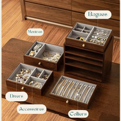 RoyalCoffer® Bois Boîte à Bijoux en Bois Brut