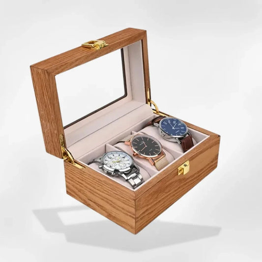 RoyalCoffer® Bois clair Boîte 3 Montres - Boîte à montre en bois