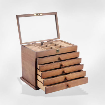 RoyalCoffer Bois verre Grande boîte à bijoux