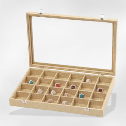RoyalCoffer Boîte 24 emplacements Boîte à bijoux <br> beige
