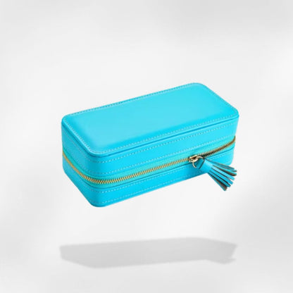 RoyalCoffer Cyan Boîte à bijoux <br> Pompom