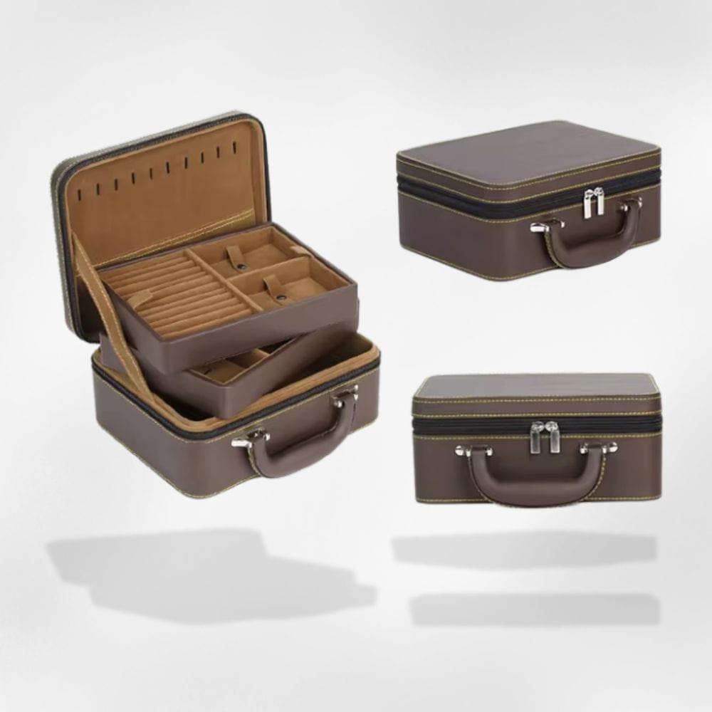 RoyalCoffer Marron foncé Boîte à bijoux <br> transportable