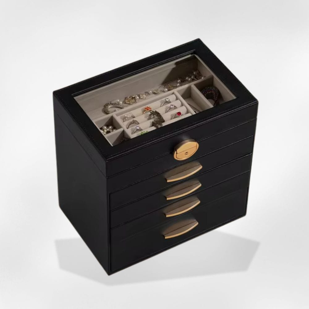 RoyalCoffer Noir Boîte à bijoux <br> moderne