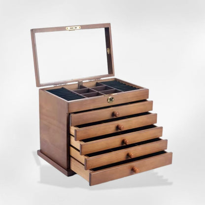 RoyalCoffer Noir verre Grande boîte à bijoux