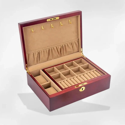 RoyalCoffer® Rouge Boîte à bijoux en bois haut de gamme