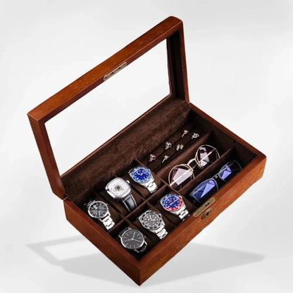 RoyalCoffer® Transparent Boîte Montre Bois Luxe
