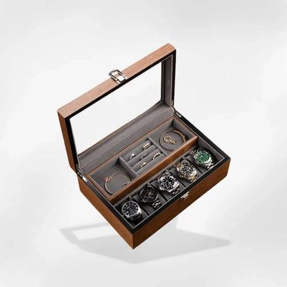 RoyalCoffer® Transparent Boîte rangement montre homme